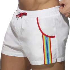 Short de Bain Rainbow Tape Blanc