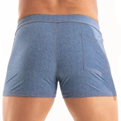 Short de Bain Zippé Denim Bleu