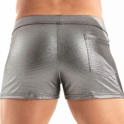 Short de bain Zippé Métal Argent