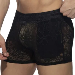 Short Dentelle Florale Noir