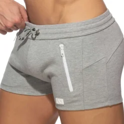 Short Sport Double Zip Gris Chiné