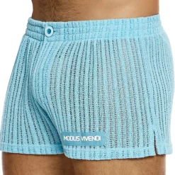 Short Striped Crochet Bleu Clair