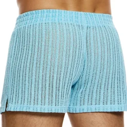Short Striped Crochet Bleu Clair