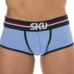 Shorty Coton Rayure Bleu - Blanc