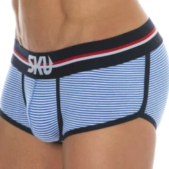 Shorty Coton Rayure Bleu - Blanc
