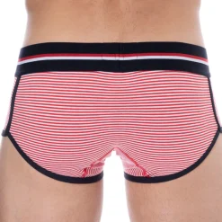 Shorty Coton Rayure Rouge - Blanc