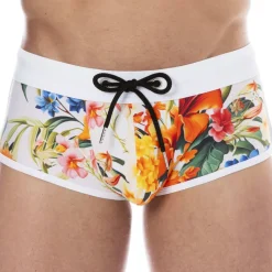 Shorty de Bain Tropical Summer Blanc