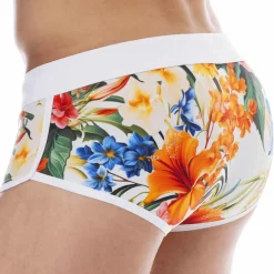 Shorty de Bain Tropical Summer Blanc