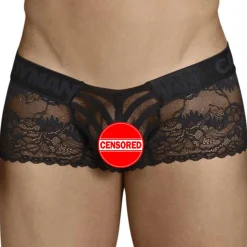 Shorty Dentelle Résille Rayée Noir