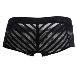 Shorty Dentelle Résille Rayée Noir