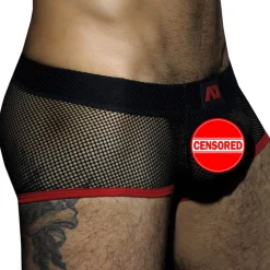 Shorty Mesh Fetish Noir - Rouge