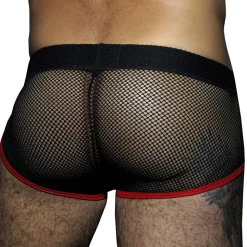 Shorty Mesh Fetish Noir - Rouge