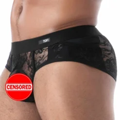 Slip à Poches en Dentelle Fluide Noir