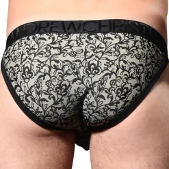 Slip Almost Naked Imprimé Dentelle Noir - Beige