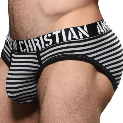 Slip Almost Naked Prison Rayé Noir - Gris