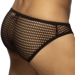 Slip Bikini Maille Ajourée - Marron