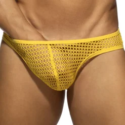 Slip Bikini Maille Ajourée - Jaune