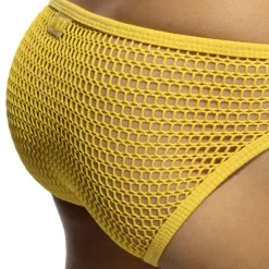 Slip Bikini Maille Ajourée - Jaune