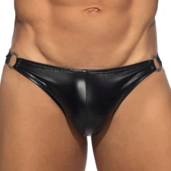 Slip Bikini Rub Round Buckle Noir