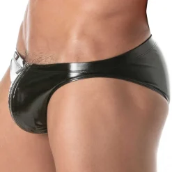 Slip Bikini Zippé Vinyl Noir