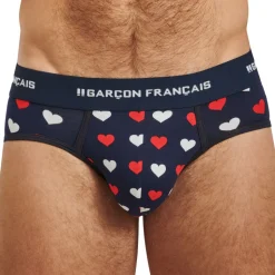 Slip Coton Cœurs Bleu Marine