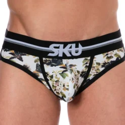 Slip Coton Floral Blanc Cassé