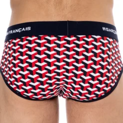 Slip Coton Géométrique Bleu Marine