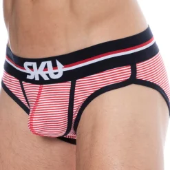 Slip Coton Rayure Rouge - Blanc