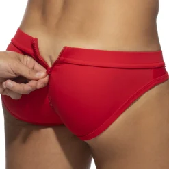Slip de Bain Allover Zip Rouge