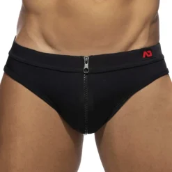 Slip de Bain Allover Zip Noir