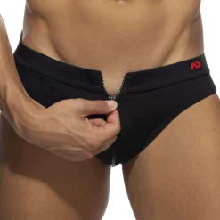 Slip de Bain Allover Zip Noir