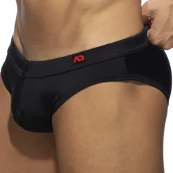 Slip de Bain Allover Zip Noir