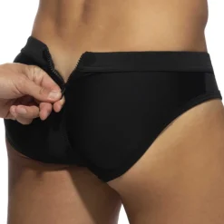 Slip de Bain Allover Zip Noir