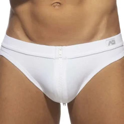 Slip de Bain Allover Zip Blanc