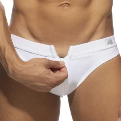 Slip de Bain Allover Zip Blanc