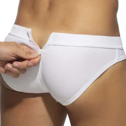 Slip de Bain Allover Zip Blanc