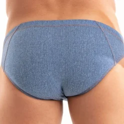 Slip de Bain Bikini Denim Bleu