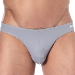 Slip de Bain Bikini Gris Clair