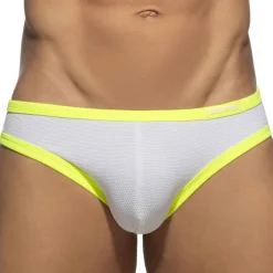 Slip de Bain Bikini Neon Snow White Blanc - Jaune Fluo