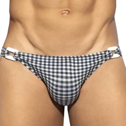 Slip de Bain Bikini Vichy Bleu Marine