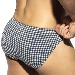 Slip de Bain Bikini Vichy Bleu Marine