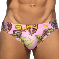 Slip de Bain Feuilles d'Erable Rose