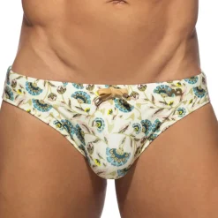 Slip de Bain Fleurs de Printemps Beige