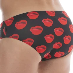 Slip de Bain Kiss Noir - Rouge