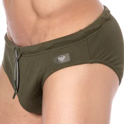 Slip de Bain Satin Label Olive