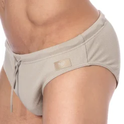Slip de Bain Satin Label Taupe
