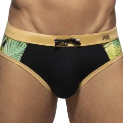 Slip de Bain Side Leaves Noir