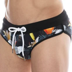 Slip de Bain Tropical Summer Noir