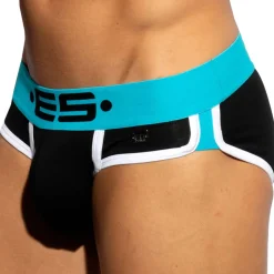 Slip Double Side Coton Noir - Turquoise