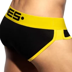 Slip Double Side Coton Noir - Jaune